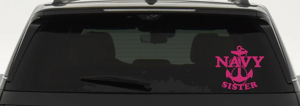 Navy Sister Military Car or Truck Window Decal Sticker (Hot Pink)