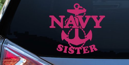 Navy Sister Military Car or Truck Window Decal Sticker (Hot Pink)