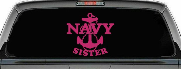 Navy Sister Military Car or Truck Window Decal Sticker (Hot Pink)