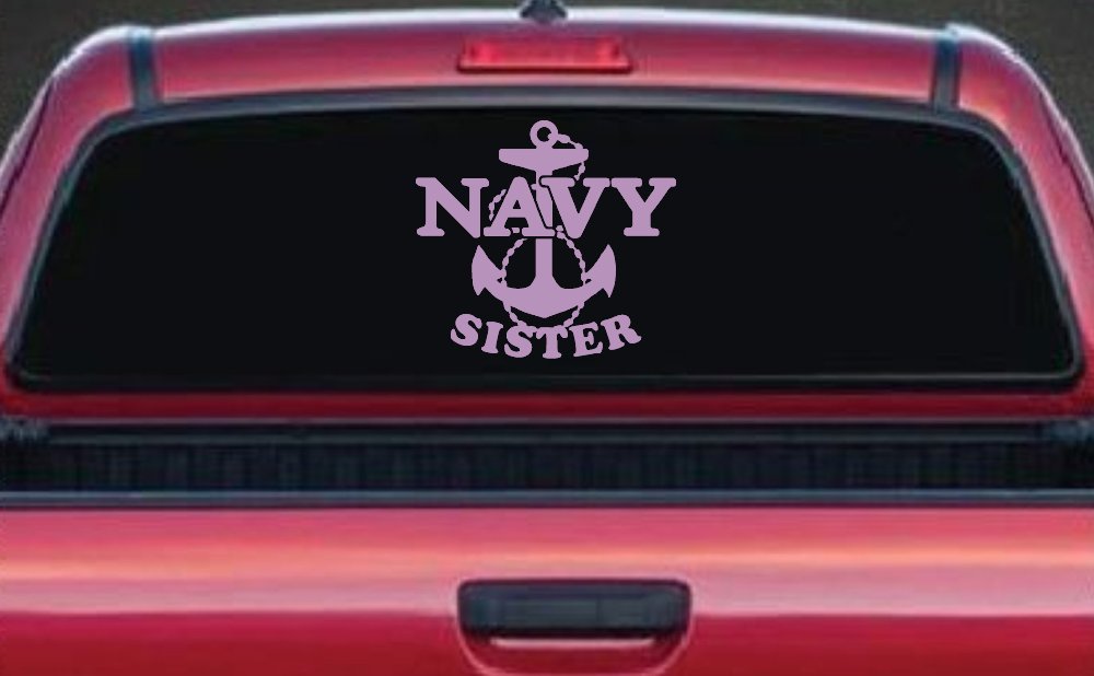Navy Sister Military Car or Truck Window Vinyl Decal Sticker (Lilac)