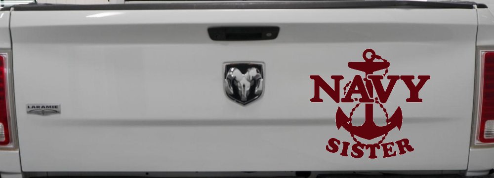 Navy Sister Military Car or Truck Window Decal Sticker (Purple Red)