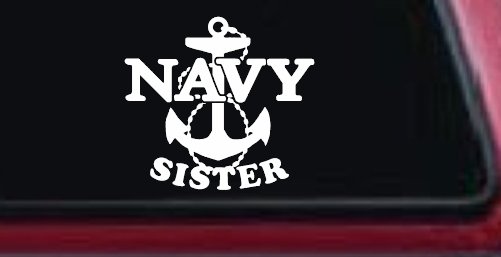 Navy Sister Military Car or Truck Window Decal Sticker (White)