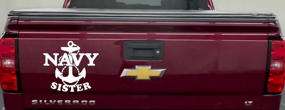 Navy Sister Military Car or Truck Window Decal Sticker (White)