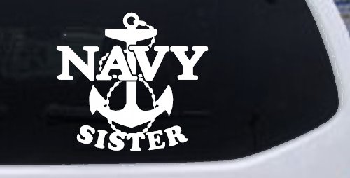 Navy Sister Military Car or Truck Window Decal Sticker (White)