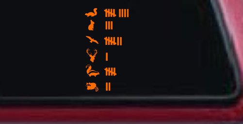 Keeping Count Roadkill Animals You Have HIt Funny Car or Truck Window Decal Sticker (Orange)