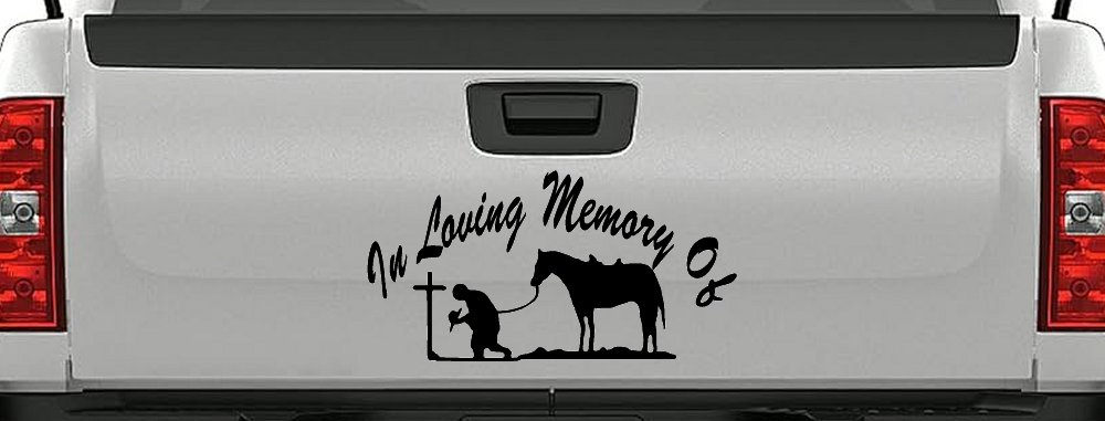 In Memory Of Cowboy At Cross Western Rodeo Ranch Farm Car or Truck Window Decal Sticker