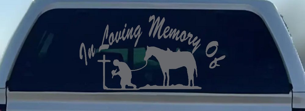 In Memory Of Cowboy At Cross Western Rodeo Ranch Farm Car or Truck Window Decal Sticker