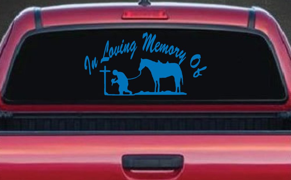 In Memory Of Cowboy At Cross Western Rodeo Ranch Farm Car or Truck Window Decal Sticker