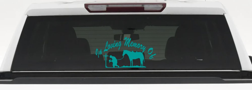 In Memory Of Cowboy At Cross Western Rodeo Ranch Farm Car or Truck Window Decal Sticker