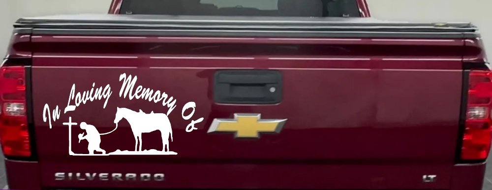 In Memory Of Cowboy At Cross Western Rodeo Ranch Farm Car or Truck Window Decal Sticker
