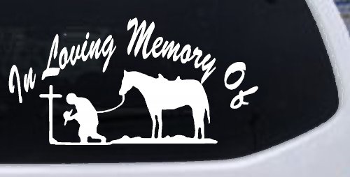 In Memory Of Cowboy At Cross Western Rodeo Ranch Farm Car or Truck Window Vinyl Decal Sticker (White)