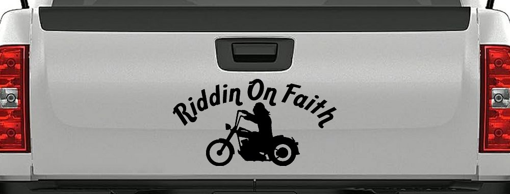 Riddin on Faith Motorcycle Christian Biker Car or Truck Window Decal Sticker