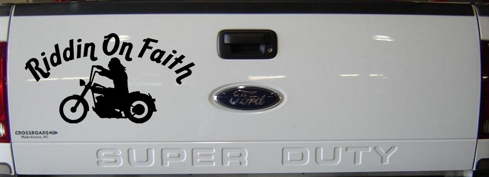 Riddin on Faith Motorcycle Christian Biker Car or Truck Window Decal Sticker