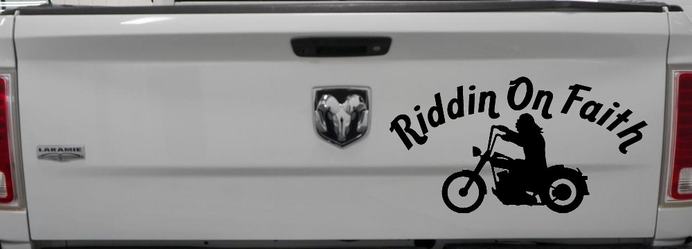 Riddin on Faith Motorcycle Christian Biker Car or Truck Window Decal Sticker