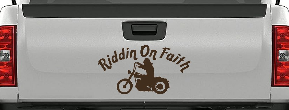 Riddin on Faith Motorcycle Christian Biker Car or Truck Window Decal Sticker