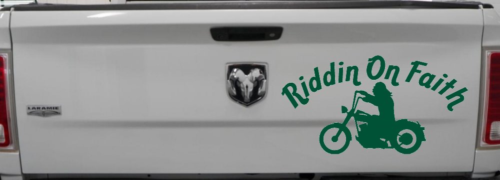 Riddin on Faith Motorcycle Christian Biker Car or Truck Window Decal Sticker