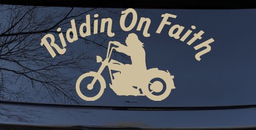 Riddin on Faith Motorcycle Christian Biker Car or Truck Window Decal Sticker