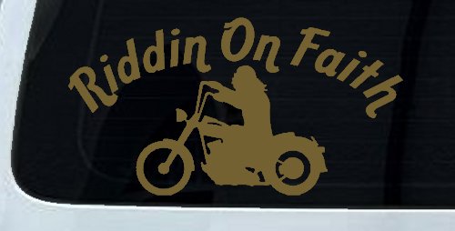 Riddin on Faith Motorcycle Christian Biker Car or Truck Window Decal Sticker