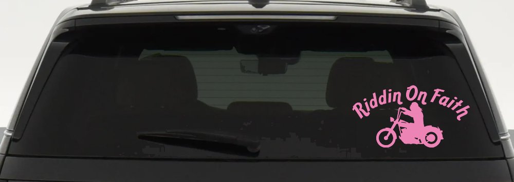Riddin on Faith Motorcycle Christian Biker Car or Truck Window Decal Sticker