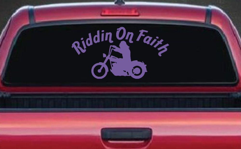 Riddin on Faith Motorcycle Christian Biker Car or Truck Window Decal Sticker