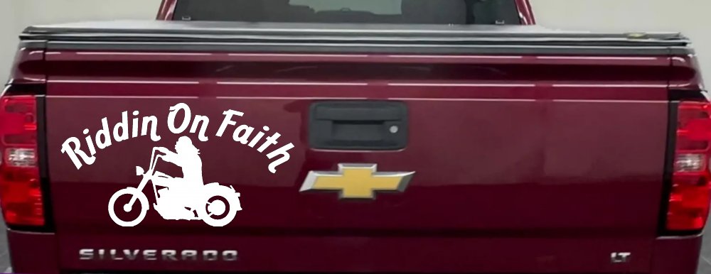 Riddin on Faith Motorcycle Christian Biker Car or Truck Window Decal Sticker