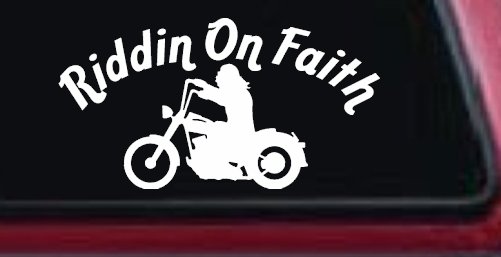 Riddin on Faith Motorcycle Christian Biker Car or Truck Window Decal Sticker