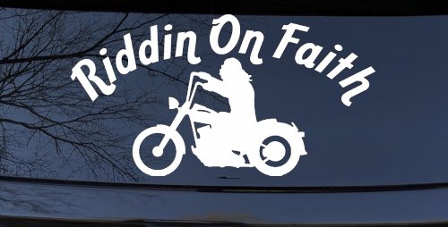 Riddin on Faith Motorcycle Christian Biker Car or Truck Window Decal Sticker