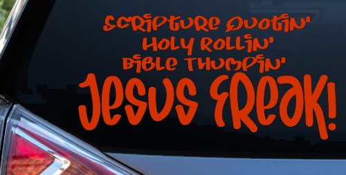 Jesus Freak Christian Car or Truck Window Decal Sticker (Orange Red)