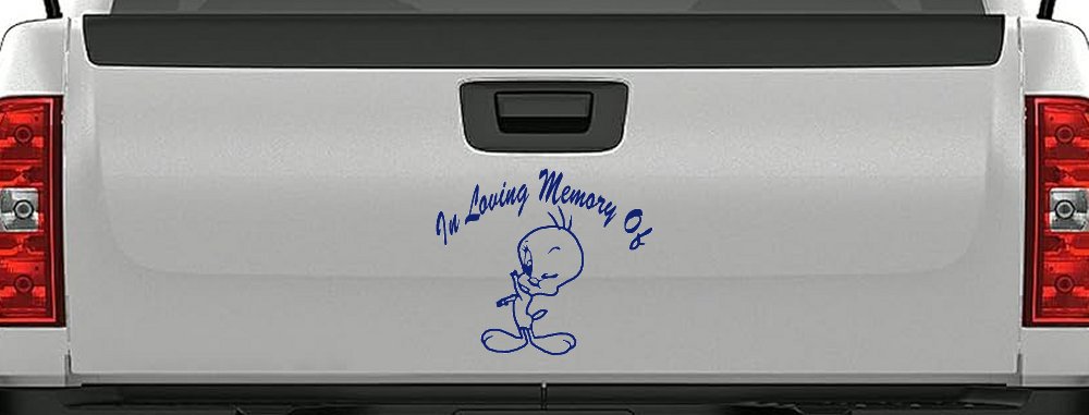 In Memory Of Tweety Bird Cartoons Car or Truck Window Decal Sticker (Navy)