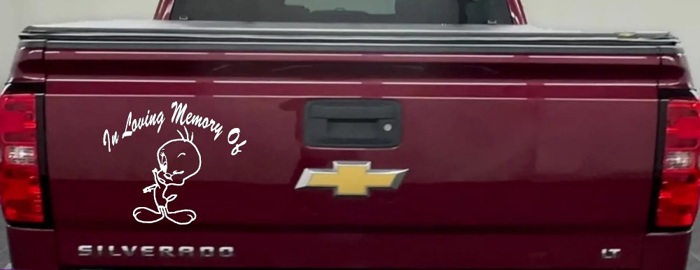 In Memory Of Tweety Bird Cartoons Car or Truck Window Decal Sticker