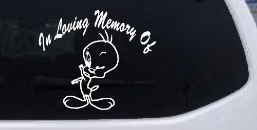 In Memory Of Tweety Bird Cartoons Car or Truck Window Decal Sticker (White)