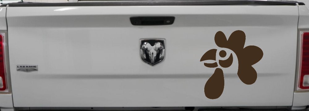 Rooster Head Car or Truck Window Decal Sticker (Brown)