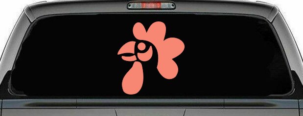 Rooster Head Car or Truck Window Vinyl Decal Sticker (Coral)