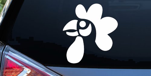 Rooster Head Car or Truck Window Decal Sticker (White)