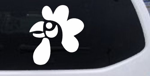Rooster Head Car or Truck Window Vinyl Decal Sticker (White)
