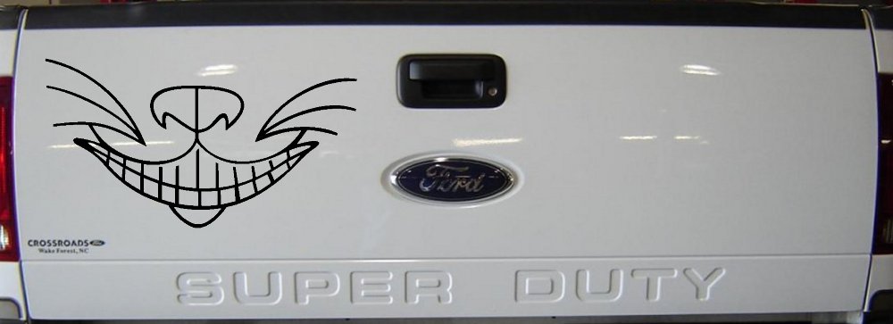 Cat Smile Face Car or Truck Window Decal Sticker (Black)