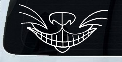 Cat Smile Face Car or Truck Window Decal Sticker (White)