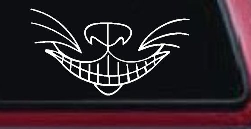 Cat Smile Face Car or Truck Window Decal Sticker (White)