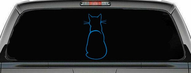 Cat Back Car or Truck Window Decal Sticker (Sky Blue)