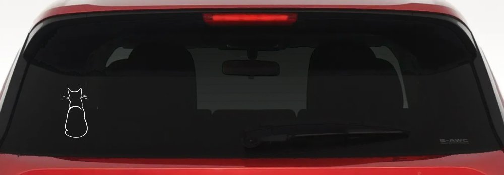 Cat Back Car or Truck Window Decal Sticker (White)