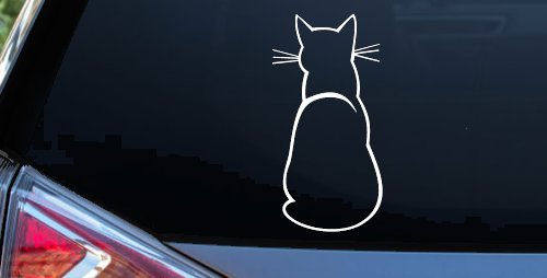Cat Back Car or Truck Window Decal Sticker (White)