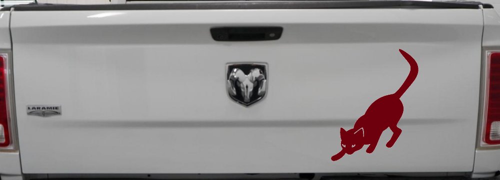 Cat Stalking Car or Truck Window Decal Sticker (Burgundy)