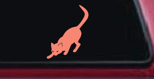 Cat Stalking Car or Truck Window Decal Sticker (Coral)