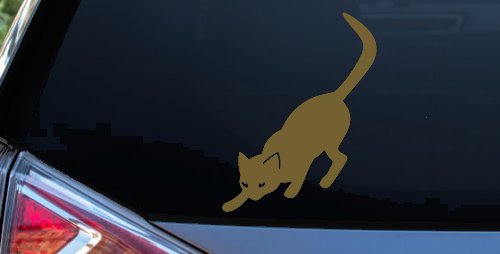 Cat Stalking Car or Truck Window Vinyl Decal Sticker (Gold)