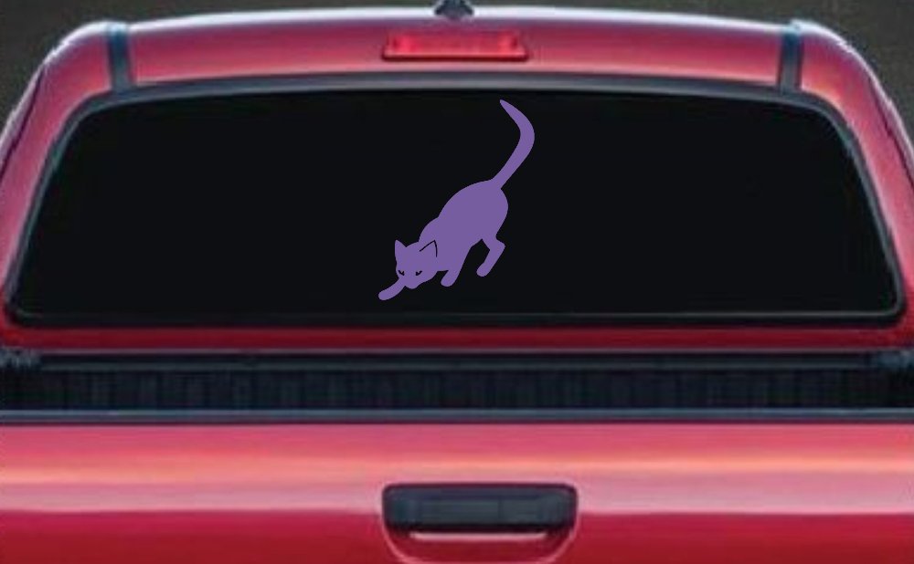 Cat Stalking Car or Truck Window Decal Sticker (Purple)