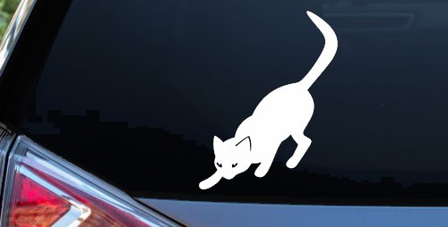 Cat Stalking Car or Truck Window Decal Sticker (White)