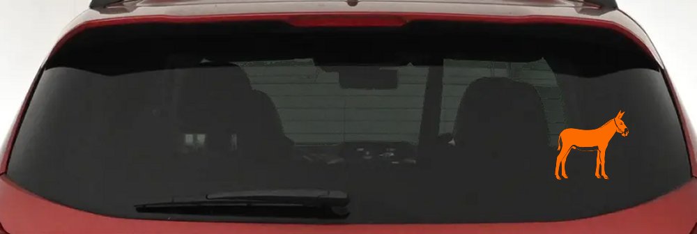 Donkey Jackass Mule Car or Truck Window Decal Sticker (Orange)