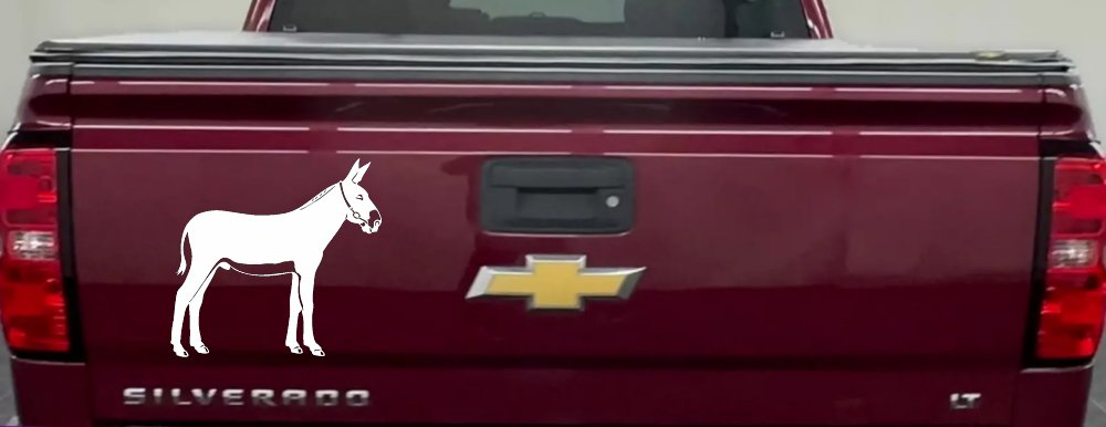 Donkey Jackass Mule Car or Truck Window Decal Sticker (White)