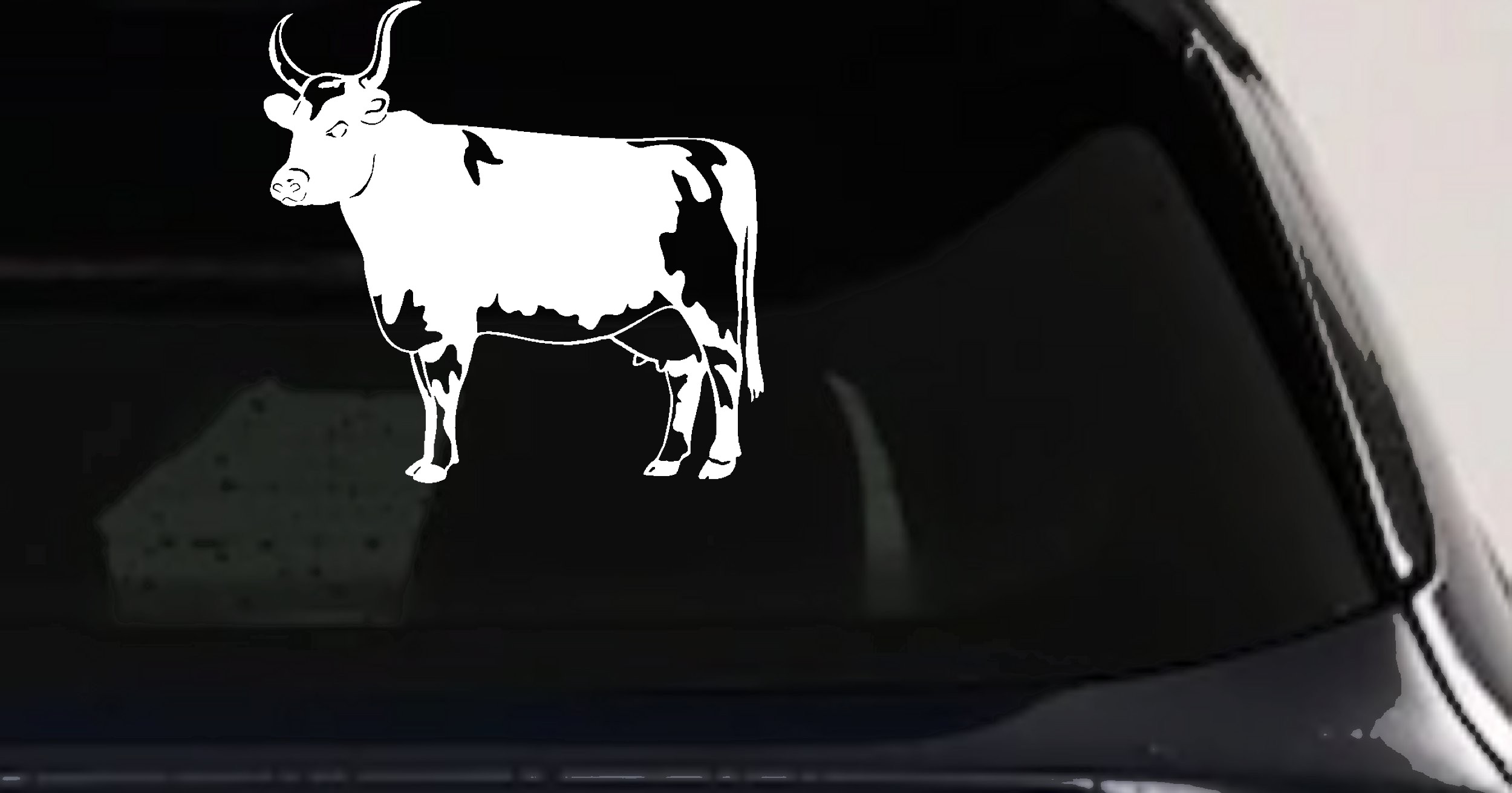 Cow Bull Car or Truck Window Vinyl Decal Sticker (White)