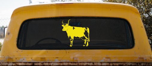 Cow Bull Car or Truck Window Decal Sticker (Yellow)